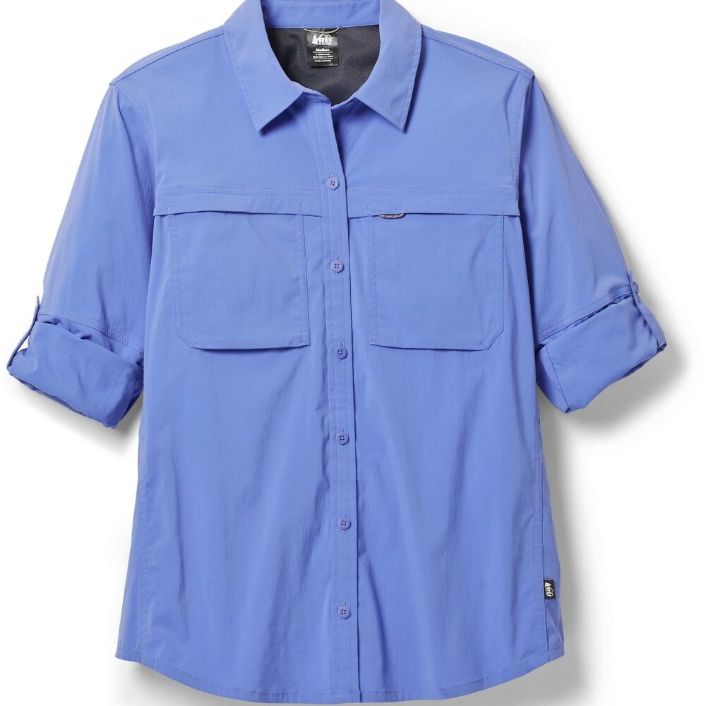 NEW REI Sahara Long-Sleeve Shirt NWT M Purple Hiking Trail Vented UPF 50 - Picture 8 of 15